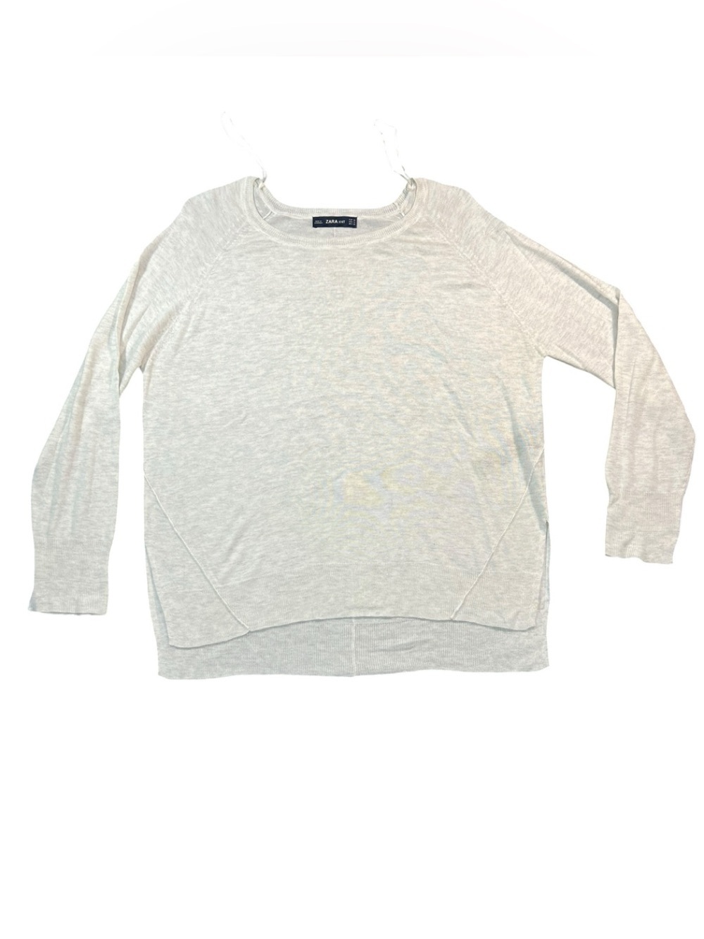 Zara Light Gray Lightweight Crew Neck Pullover Size XL Viscose Blend Top